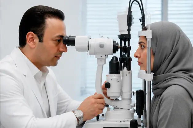 معاینه تخصصی چشم با تجهیزات پزشکی